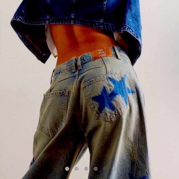 NWOT Free People We The Free Good Luck Shadow Patch Barrel Jeans Size 29 - Picture 5 of 6